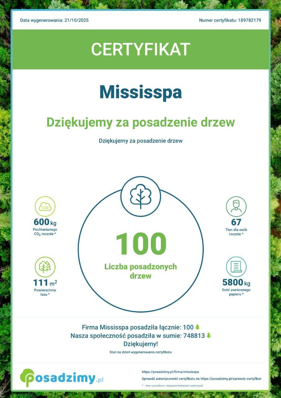 sertyfikat posadzimy mississpa